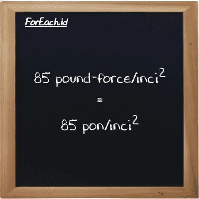 85 pound-force/inci<sup>2</sup> setara dengan 85 pon/inci<sup>2</sup> (85 lbf/in<sup>2</sup> setara dengan 85 psi)
